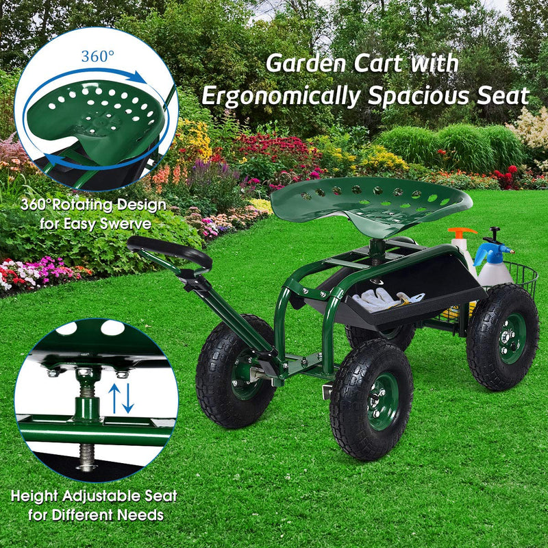 Load image into Gallery viewer, Garden Cart Gardening Workseat w/Wheels, Patio Wagon Scooter for Planting - GoplusUS