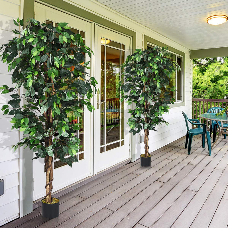 Load image into Gallery viewer, 4/5.5/6FT FICUS Silk Leaf Artificial Tree - GoplusUS