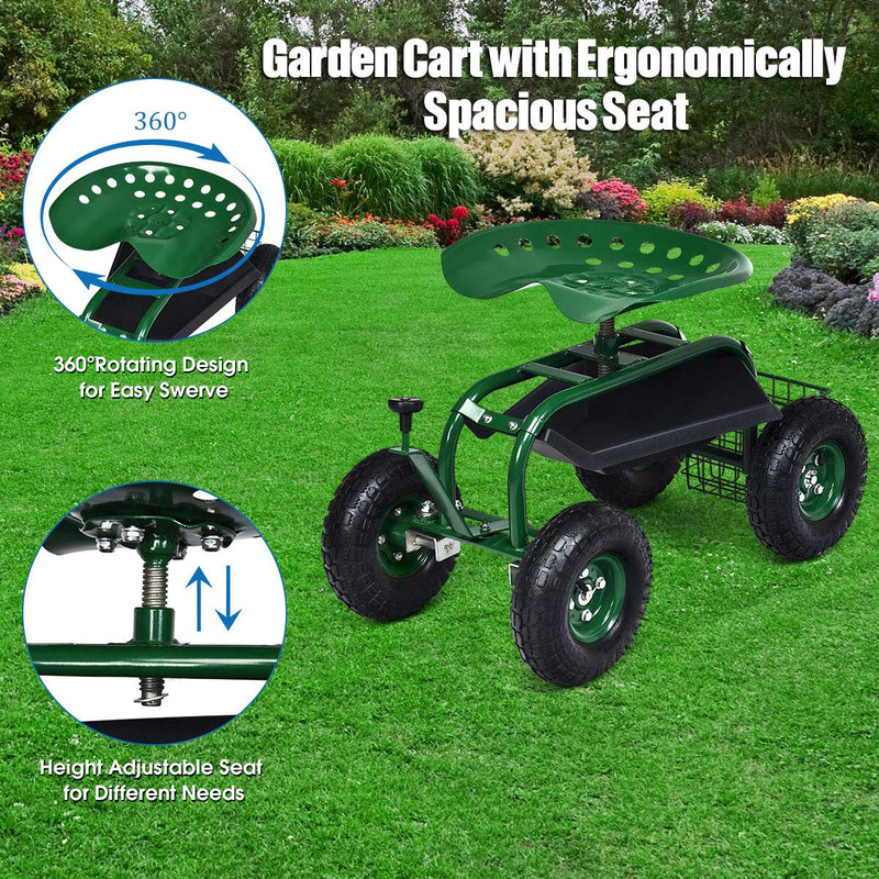 Load image into Gallery viewer, Garden Cart Gardening Workseat w/Wheels, Patio Wagon Scooter for Planting - GoplusUS
