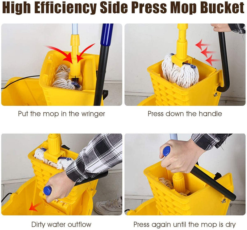 Load image into Gallery viewer, Commercial Mop Bucket Side Press Wringer Cleaning Caddy - GoplusUS