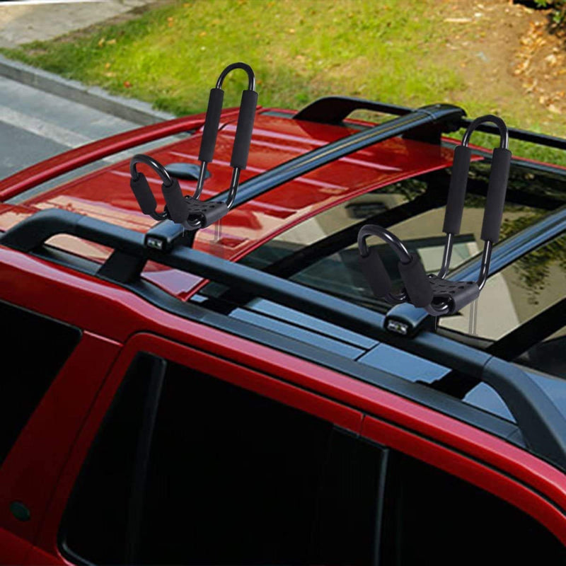 Load image into Gallery viewer, 2 Pairs Kayak Roof Rack, Universal Kayak Carrier J-Bar Rack with 4 Tie Down Straps - GoplusUS