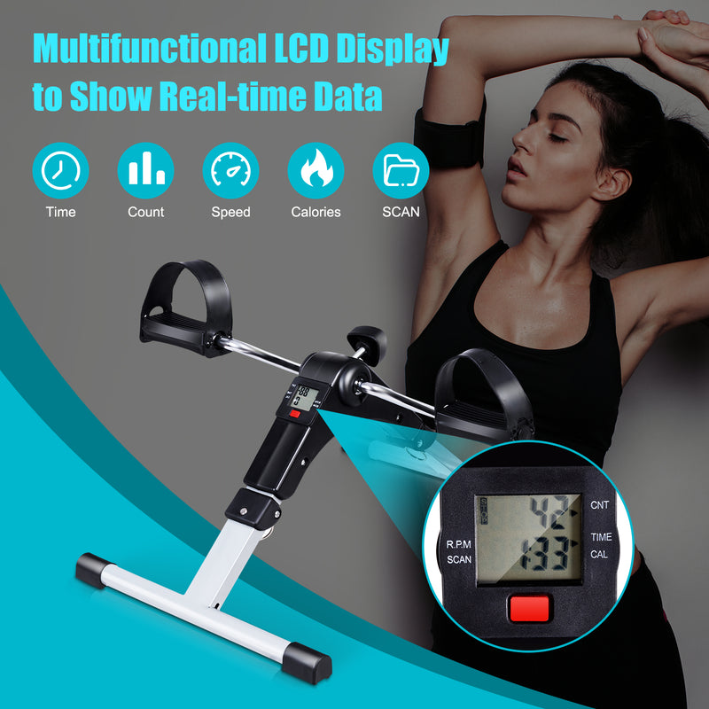 Load image into Gallery viewer, Folding Pedal Exerciser, Adjustable Resistance Mini Exercise Bike - GoplusUS