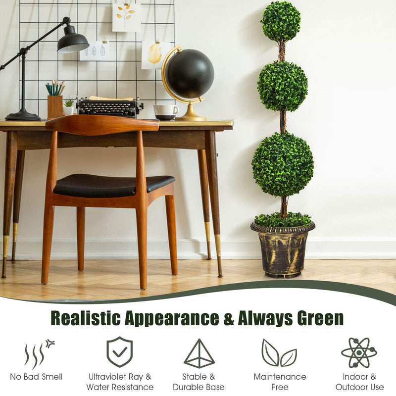 Load image into Gallery viewer, 3 Ft /4 Ft Artificial Boxwood Topiary Tree, Fake Greenery Plants Ball Tree - GoplusUS