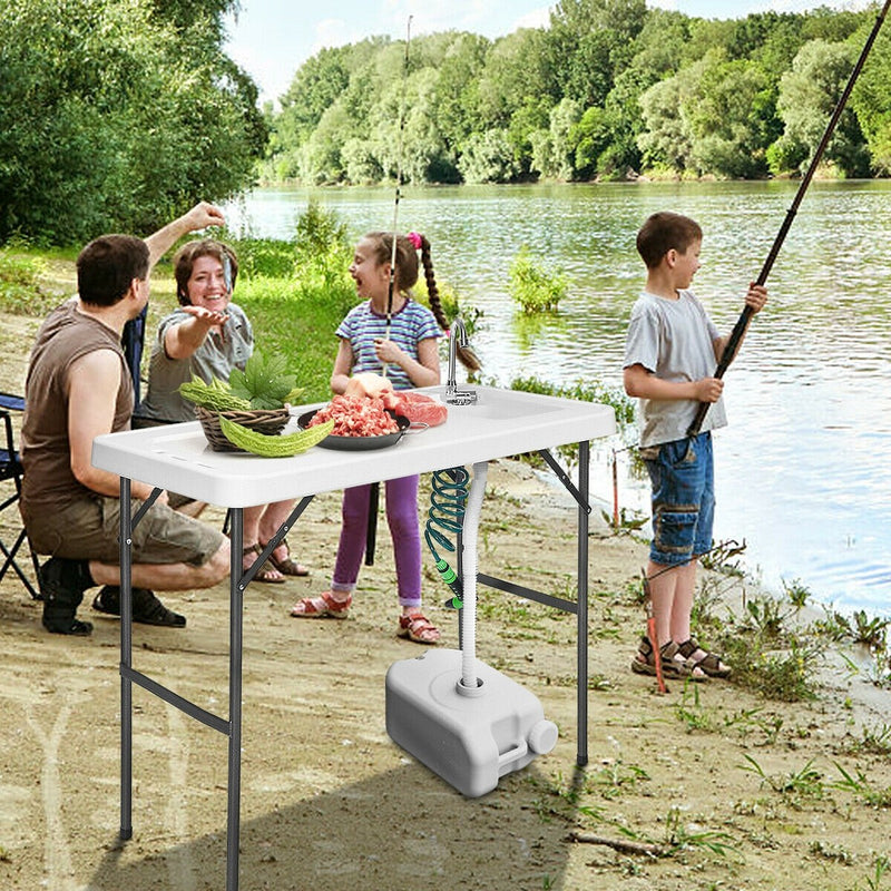 Load image into Gallery viewer, Folding Fish Table Fillet Hunting Cleaning Cutting Camping Sink Table - GoplusUS