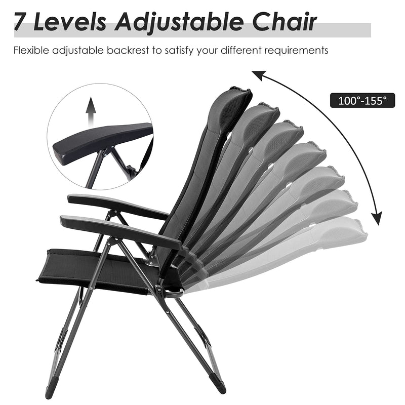Load image into Gallery viewer, Folding Patio Sling Chairs, Portable Dining Chair with Headrest - GoplusUS