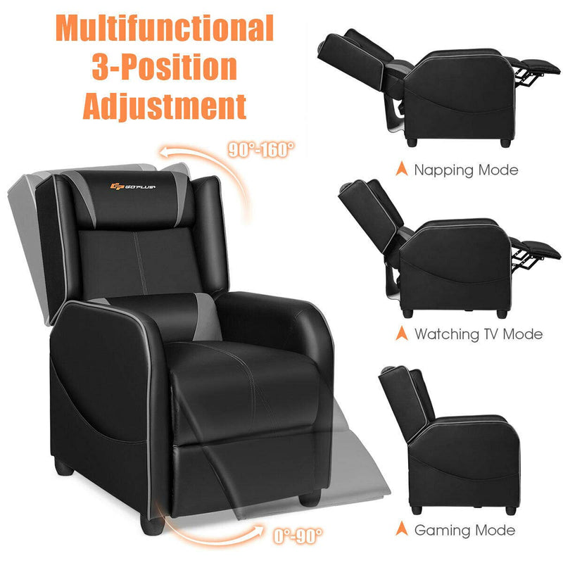 Load image into Gallery viewer, Goplus Massage Gaming Recliner Chair, Racing Style PU Leather Single Recliner Sofa with Footrest - GoplusUS