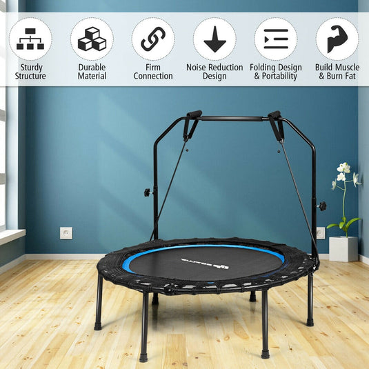 40'' Folding Fitness Trampoline, Portable Mini Exercise Rebounder - GoplusUS