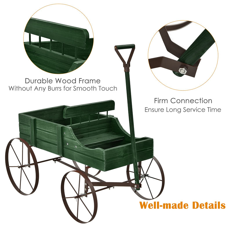 Load image into Gallery viewer, Wagon Planter, Decorative Wooden Garden Planter with Wheels