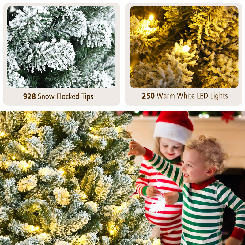 Load image into Gallery viewer, Goplus Snow Flocked Christmas Tree, Artificial Hinged Xmas Tree - GoplusUS