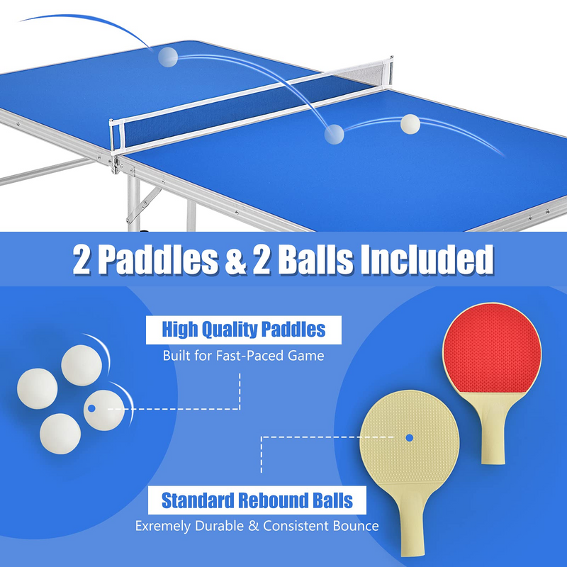 Load image into Gallery viewer, Goplus Portable Tennis Table, 100% Preassembled,2 Table Tennis Paddles and Ping Pong Balls - GoplusUS