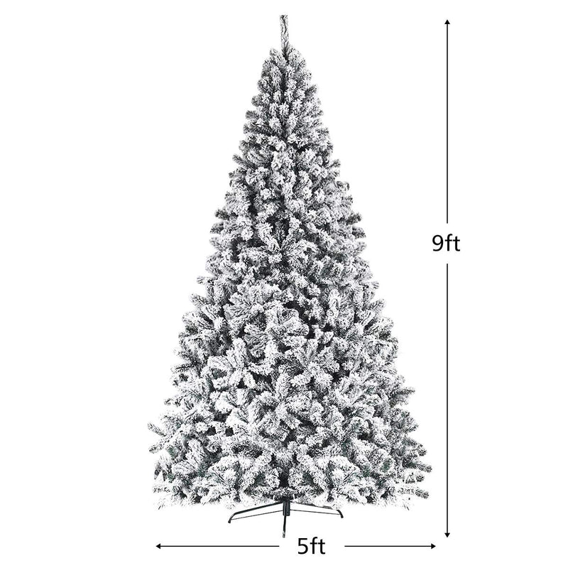 Load image into Gallery viewer, 6FT/9FT Snow Flocked Christmas Tree, Hinged Pine Tree - GoplusUS