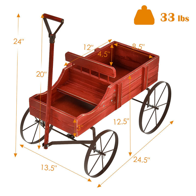 Load image into Gallery viewer, Wagon Planter, Decorative Wooden Garden Planter with Wheels