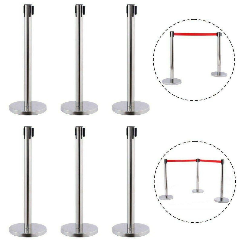 Load image into Gallery viewer, 6Pcs Stanchion Post Crowd Control Barrier Stainless Steel Stanchions - GoplusUS
