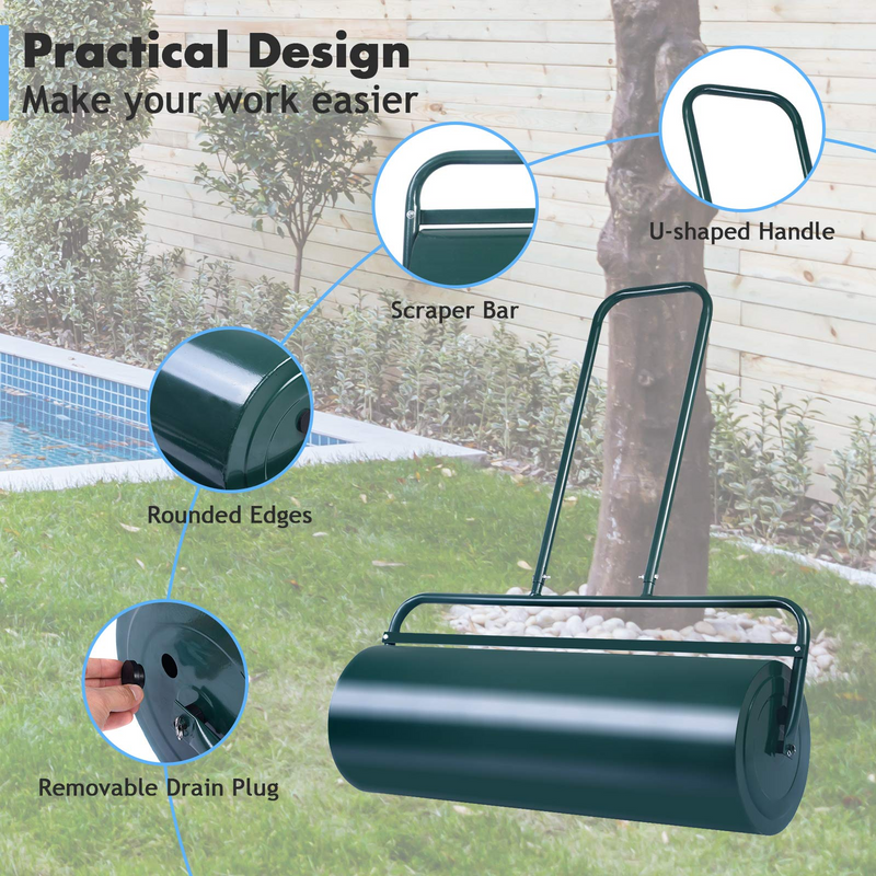 Load image into Gallery viewer, Lawn Roller Tow Behind Water Filled Push for Garden, Green - GoplusUS