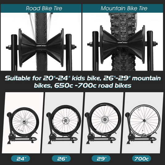 Goplus Foldable Bicycle Floor Stand, Steel Bike Parking Rack Fits 20"-29" Bikes - GoplusUS
