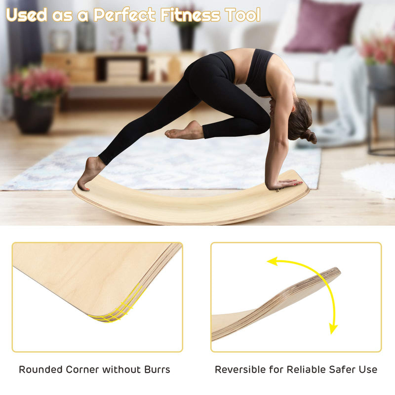 Load image into Gallery viewer, Wooden Balance Board Curvy Wobble Board