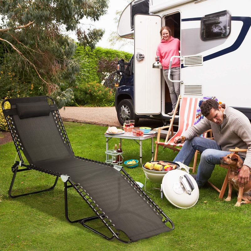 Load image into Gallery viewer, Folding Beach Lounge Chair Black/Gray) - GoplusUS