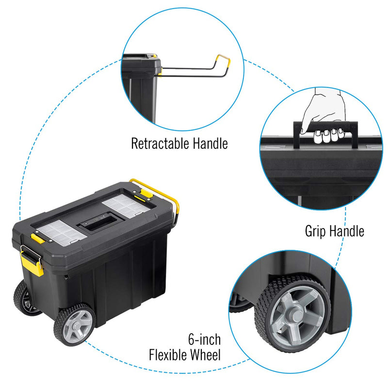 Load image into Gallery viewer, 2-in-1 Tool Box Portable Rolling Toolbox Storage Solution Multi-Purpose Plastic Organizer Set - GoplusUS