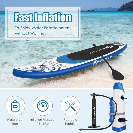 10.5/11FT Inflatable Stand Up Paddle Board, 6.5" Thick SUP with Carry Bag - GoplusUS