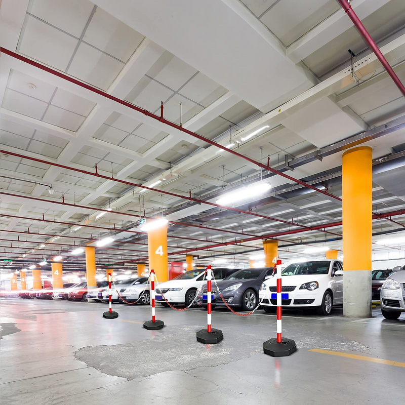 Load image into Gallery viewer, Goplus 2 Pack Delineator Post Cone, Traffic Cones Safety Barrier with Octagonal Fillable Base & 5FT Link Chains (2PCS, White+Red) - GoplusUS