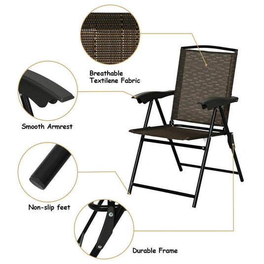 Folding Sling Chairs Sets of 2, Portable Chairs for Patio Garden Pool Outdoor & Indoor - GoplusUS