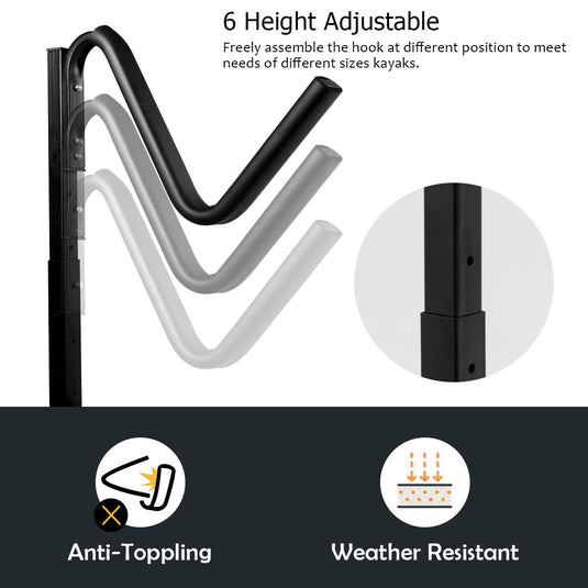 Goplus Freestanding Kayak Rack, Deluxe Heavy Duty Dual Kayak Storage Rack, Max Load 175 Lbs - GoplusUS