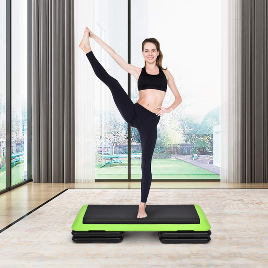 Goplus 43'' Adjustable Fitness Aerobic Step Stepper Platform 4" - 6" - 8" Non-Stick Surface - GoplusUS