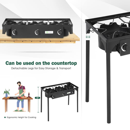 Outdoor Stove Portable Propane Gas Cooker Iron Cast Patio Burner - GoplusUS