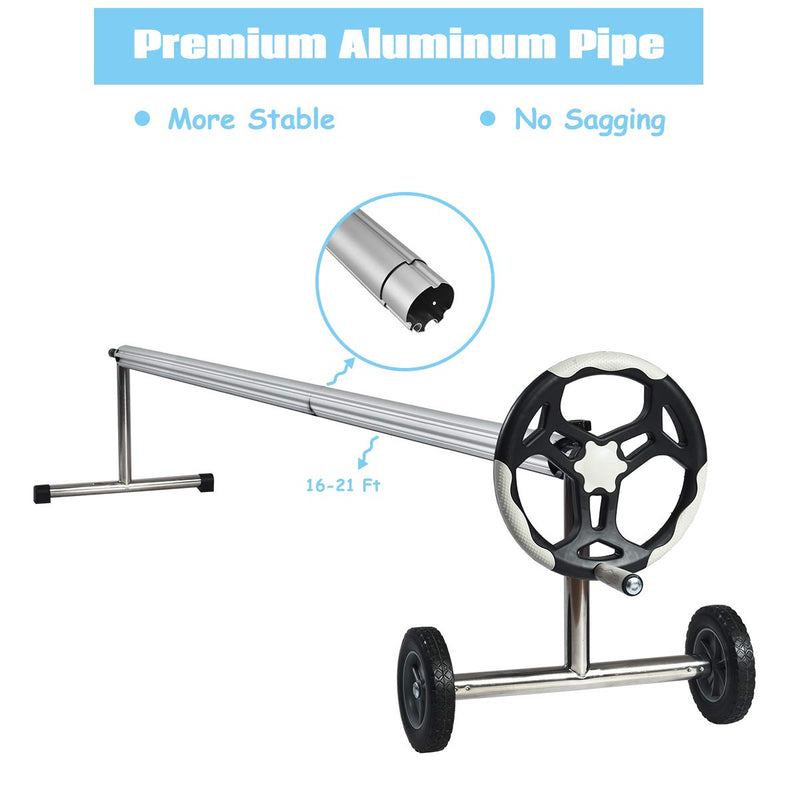 Load image into Gallery viewer, 21FT Pool Cover Reel Set, Aluminum Pool Solar Cover Reel - GoplusUS