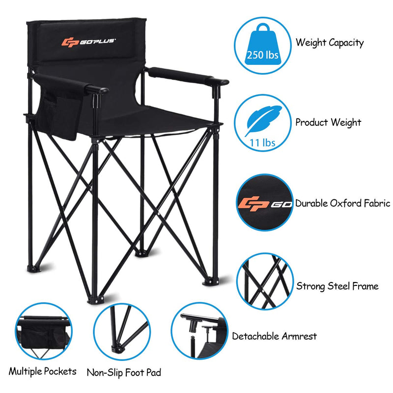 Load image into Gallery viewer, Folding Camping Chair, Outdoor Portable Beach Chair Heightened Design - GoplusUS
