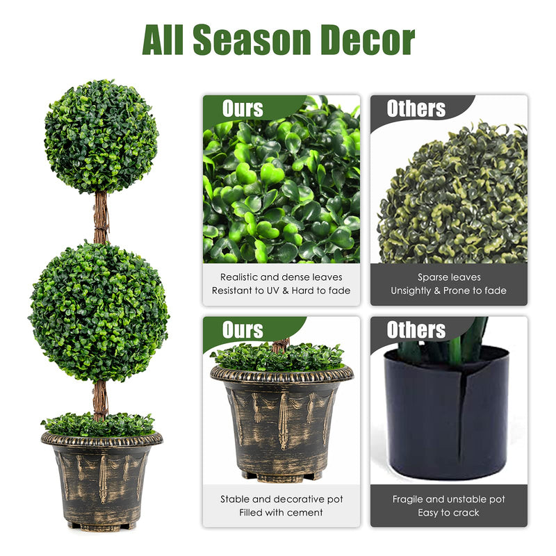 Load image into Gallery viewer, 3 Ft /4 Ft Artificial Boxwood Topiary Tree, Fake Greenery Plants Ball Tree - GoplusUS