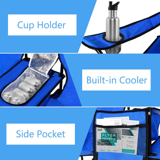 Double Folding Picnic Chairs Umbrella Mini Table Beverage Holder Carrying Bag - GoplusUS