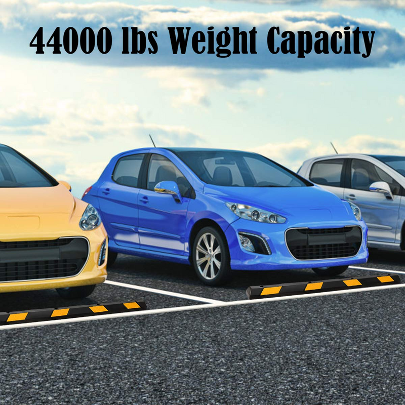 Load image into Gallery viewer, Goplus Rubber Parking Curb, 72" Heavy Duty Packing Block Parking Target with 8 High Reflective Yellow Safety Stripes - GoplusUS