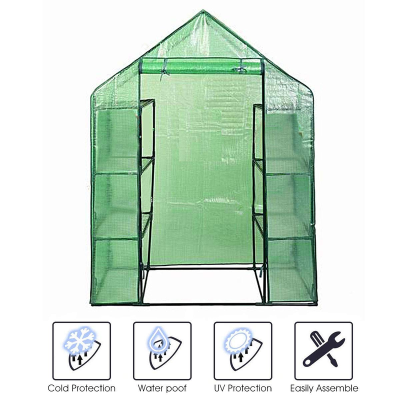 Load image into Gallery viewer, Green House Walk in Plant Gardening Greenhouse Plastic 4-Tier 8 Shelves for Indoor Outdoor, 4.9" x 2.5" x 6.4" - GoplusUS