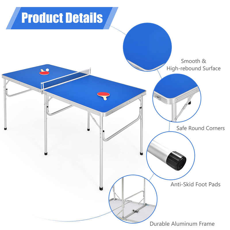 Load image into Gallery viewer, Goplus Portable Tennis Table, 100% Preassembled,2 Table Tennis Paddles and Ping Pong Balls - GoplusUS