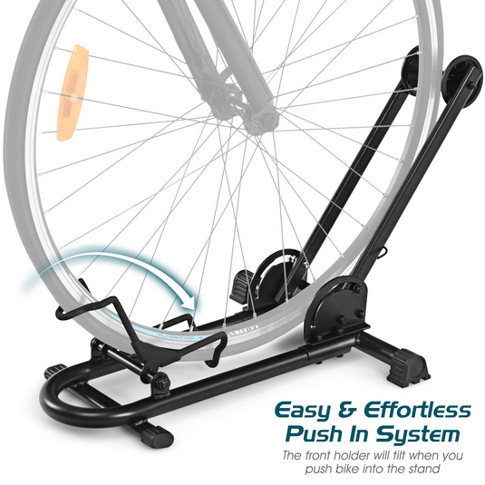 Goplus Foldable Bicycle Floor Stand, Steel Bike Parking Rack Fits 20"-29" Bikes - GoplusUS