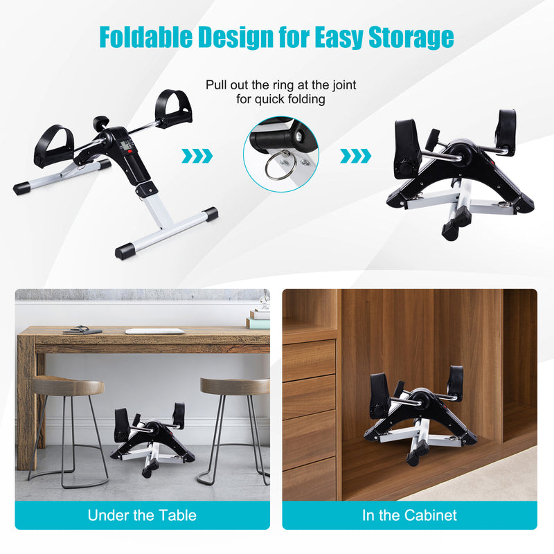Load image into Gallery viewer, Folding Pedal Exerciser, Adjustable Resistance Mini Exercise Bike - GoplusUS