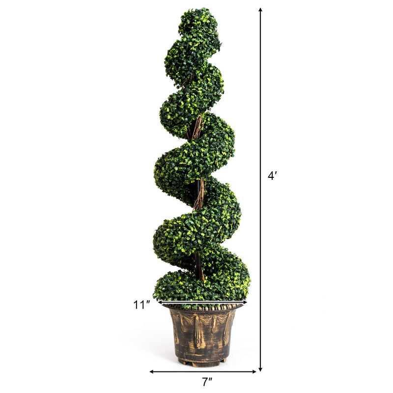 Load image into Gallery viewer, 4 Ft Artificial Boxwood Spiral Tree, Fake Greenery Plants - GoplusUS