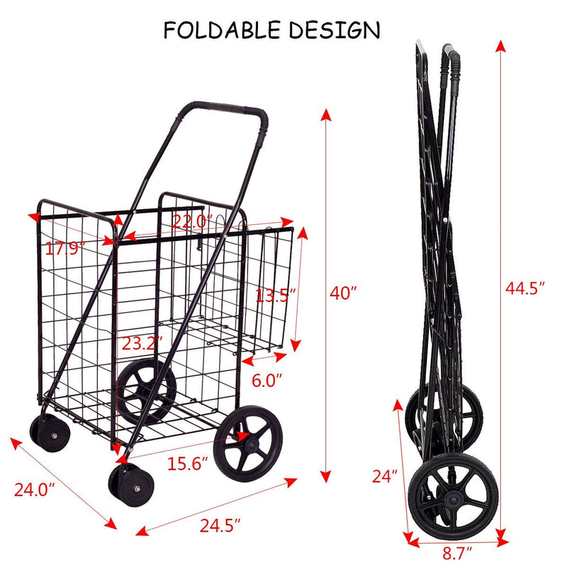 Load image into Gallery viewer, Jumbo Folding Shopping Cart for Grocery Laundry Book Luggage Travel - GoplusUS