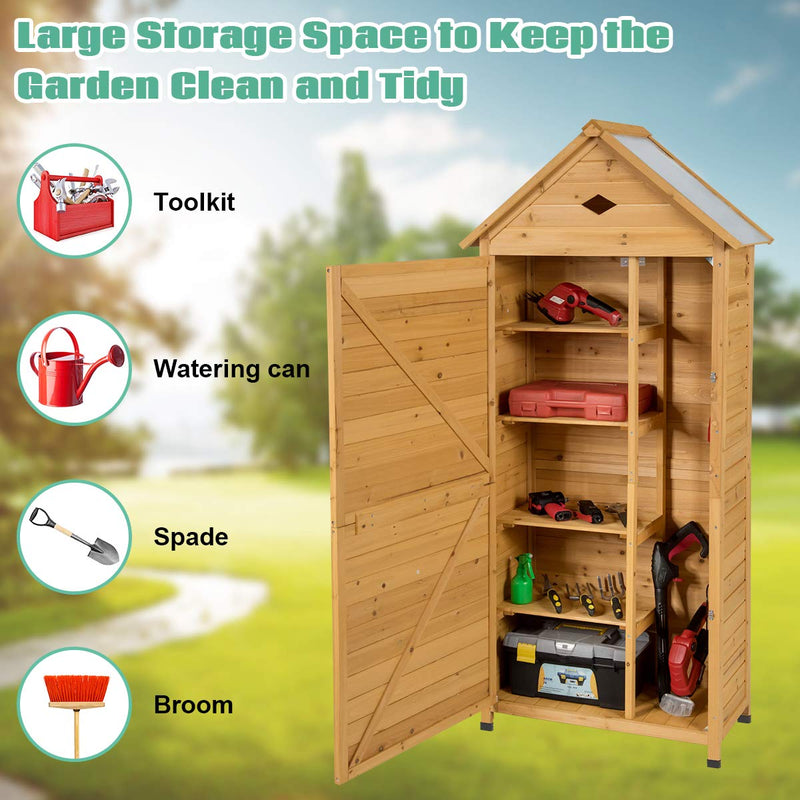 Load image into Gallery viewer, Outdoor Storage Shed, Lockable Fir Wood Garden Tool Storage Cabinet - GoplusUS