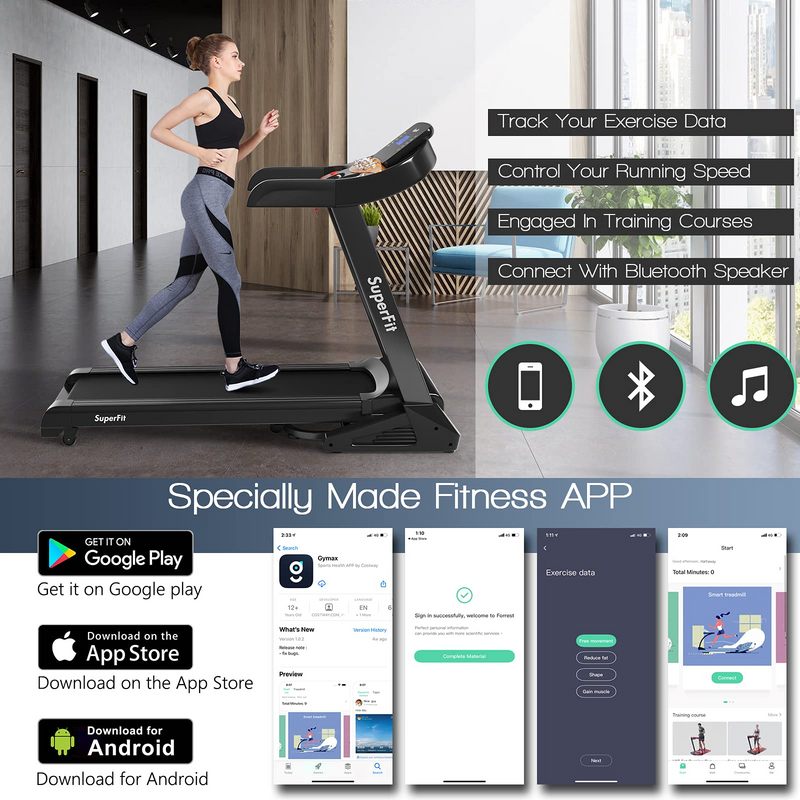 Load image into Gallery viewer, Goplus 3.75HP Folding Treadmill with Incline, Electric Superfit Treadmill w/App Control, 12 Preset & 3 Custom Programs - GoplusUS