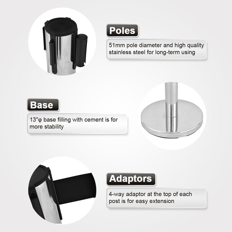 Load image into Gallery viewer, 6Pcs Stanchion Post Crowd Control Barrier Stainless Steel Stanchions - GoplusUS