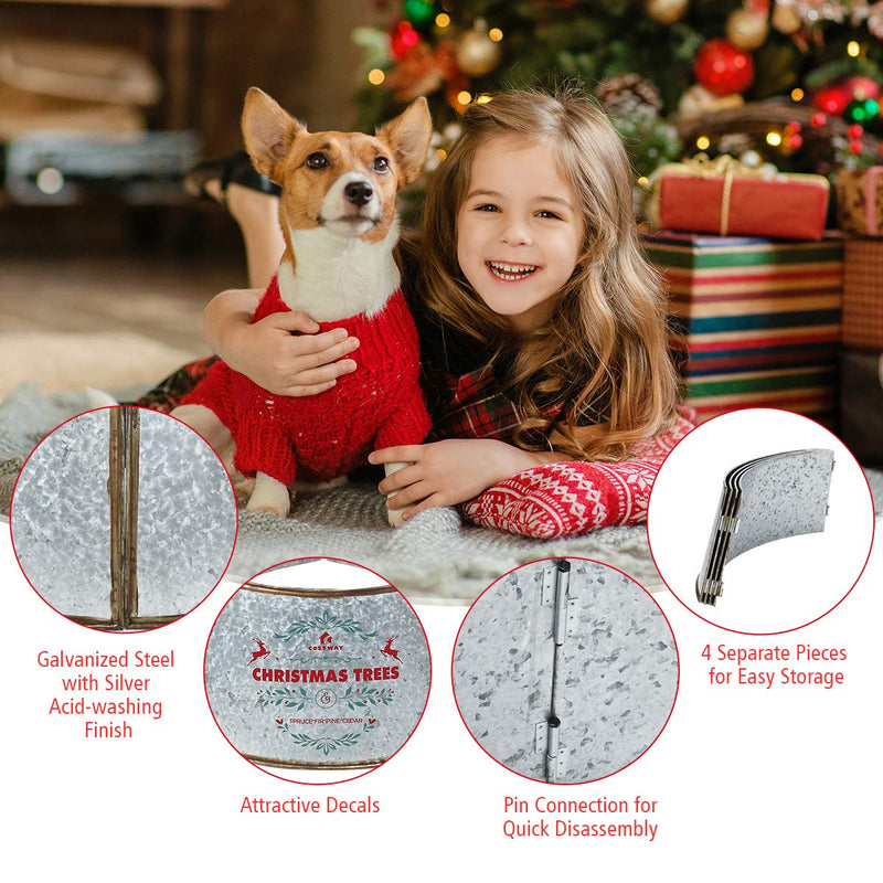 Load image into Gallery viewer, Galvanized Metal Christmas Tree Collar Easy Set Up, 30-Inch Diameter Base - GoplusUS