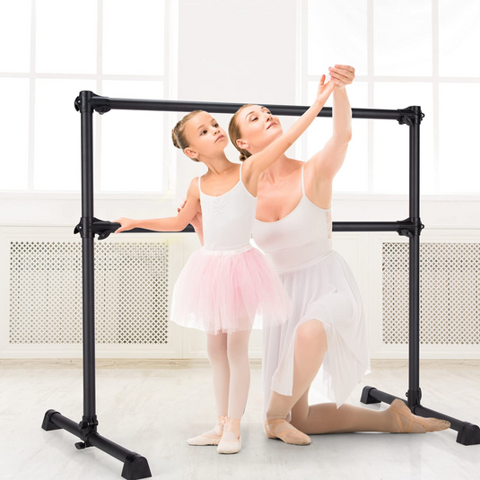 Goplus Double Ballet Barre Bar, Portable 4 FT Freestanding Dancing Bar w/ 7