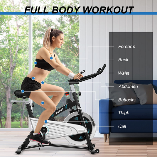 Goplus Magnetic Stationary Bike, Indoor Exercise Cycling Bike Smooth Belt Drive - GoplusUS