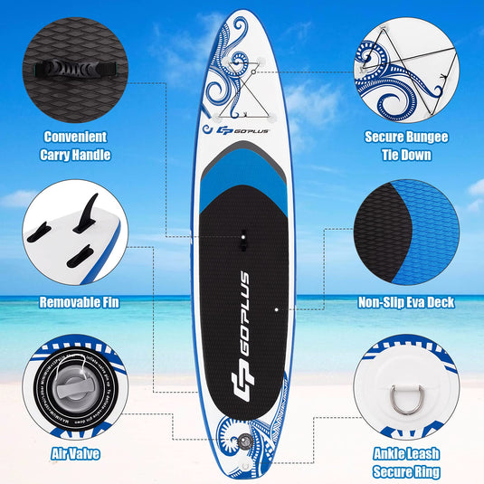 10.5/11FT Inflatable Stand Up Paddle Board, 6.5" Thick SUP with Carry Bag - GoplusUS