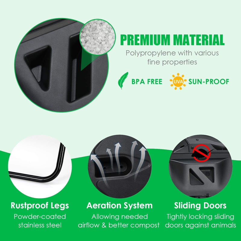 Load image into Gallery viewer, 43 Gallon Composting Tumbler, Dual Chamber High Volume Compost with 2 Sliding Doors - GoplusUS