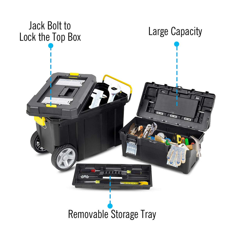 Load image into Gallery viewer, 2-in-1 Tool Box Portable Rolling Toolbox Storage Solution Multi-Purpose Plastic Organizer Set - GoplusUS