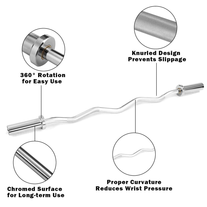 Load image into Gallery viewer, 400Lbs Olympic EZ Curl Bar for Strength Training, 48" Solid Steel Barbell Weight Lifting Bar - GoplusUS