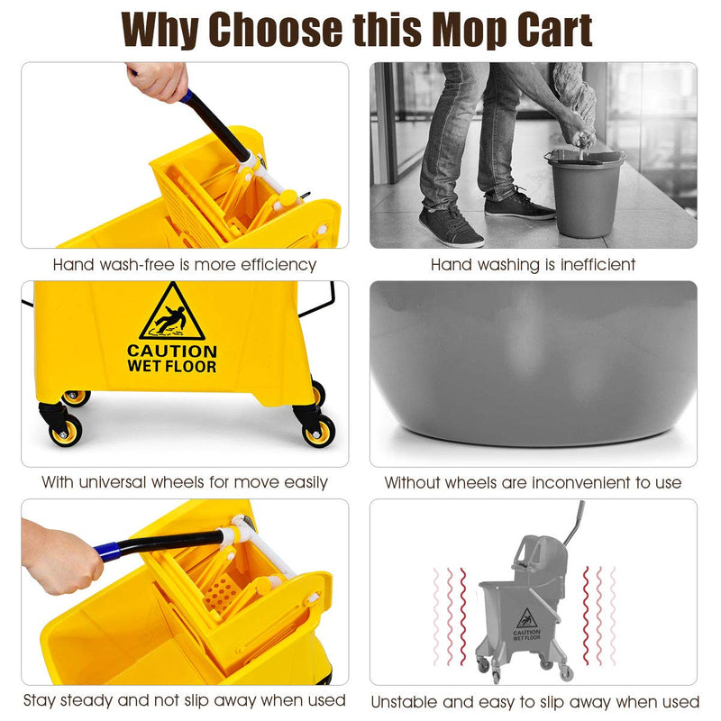 Load image into Gallery viewer, Commercial Mop Bucket with Wringer, Household Portable Mop Bucket - GoplusUS